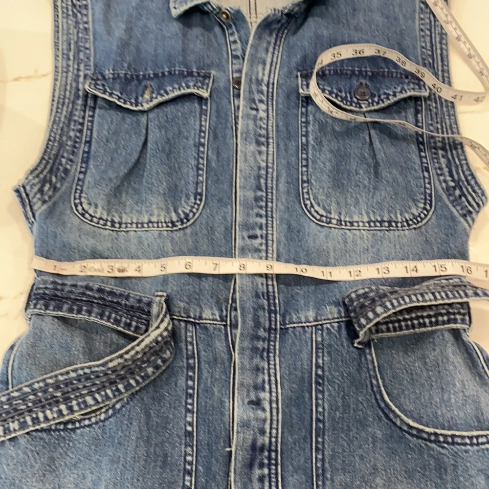 Free People Blue Denim Jumpsuit with Collared Neckline - Picture 5 of 6